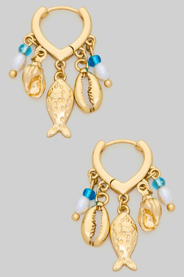 Sea Charms And Bead Charm Hoops