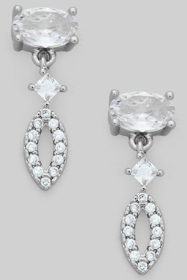 Dainty Oval Cz With Dangling Pave
