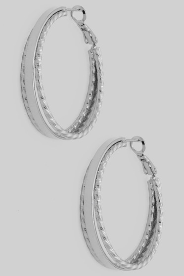 Diamond Cut Stacked Brass Hoops