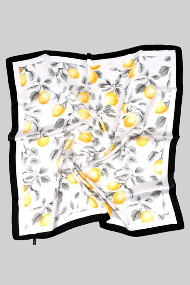 Watercolor Lemon Print Silky Square Scarf