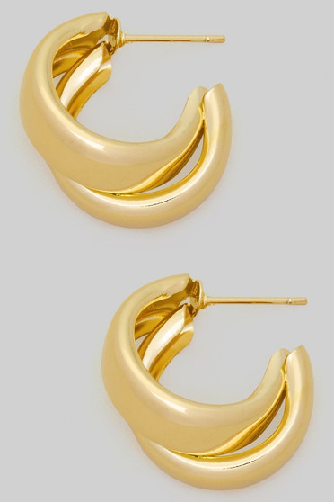 Double Stacked Brass Essential Hoops