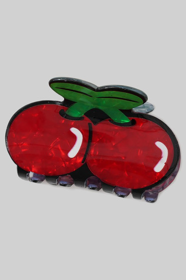 Marbled Acrylic Shiny Cherry Hair Clip
