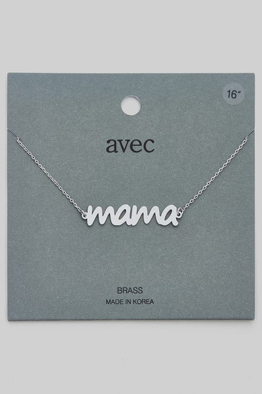 Brass Mama Script Pendant Necklace