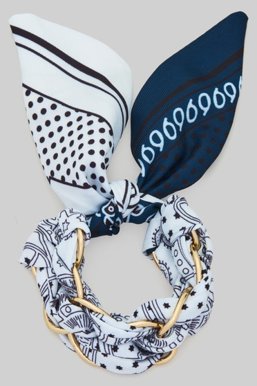 Two Tone Bandana Wrap Bracelet W Chain Detail