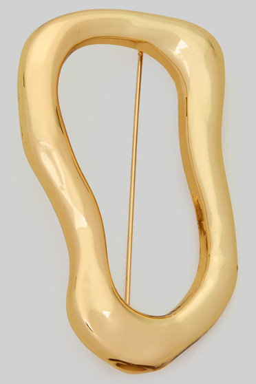 Gold Dipped Rounded Rectangular Brooch Pin