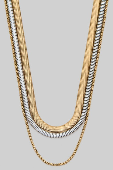 Triple Different Chain Layered Necklace
