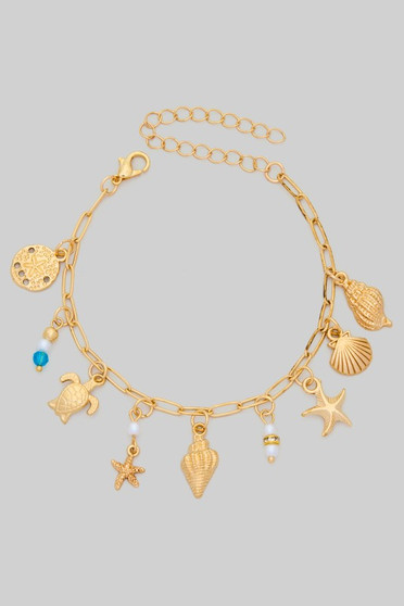 Sea Charm Paper Clip Chain Bracelet