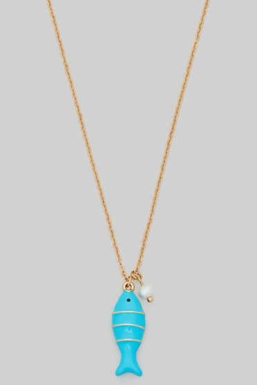 Enamel Fish Pendant Chain Necklace