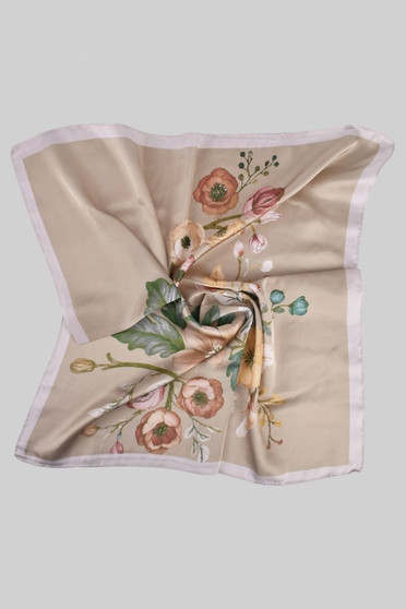 Flower Print Silky Square Scarf