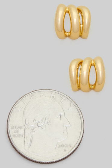 Dainty Triple Scoop Brass Hoops