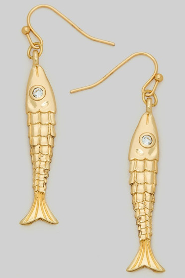 Textured Fish Drop Earrings