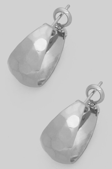 Hammered Texture Crescent Brass Hoops
