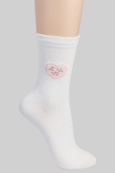 Lovely Rose Heart Dotted Socks