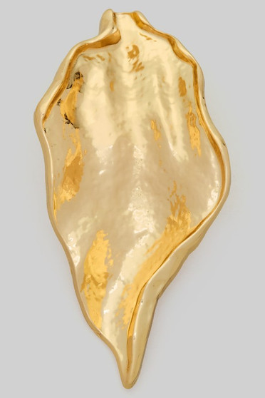 Gold Dipped Textured Leafy Brooch Pin