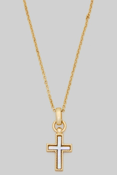 Pearly Cross Pendant Chain Necklace