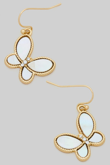 Pearly Butterfly Rope Fish Hook Earrings