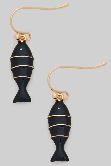 Enamel Fish Fish Hook Earrings