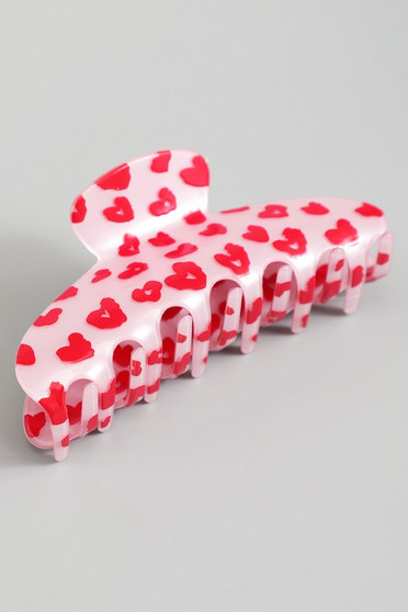 Valentine Day Acrylic Heart Pattern Hair Clip