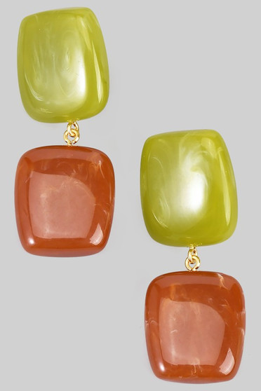 Tiered Geo Acrylic Resin Drop Earrings