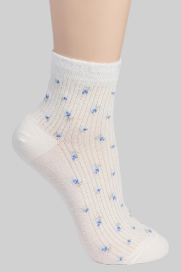 Frilly Opening Mini Rose Print Socks