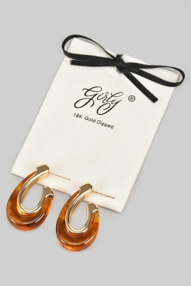 18K Gold Dipped Resin Teardrop Hoops