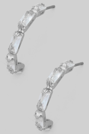 Cz Baguette Three Quarter Inch Brass Hoops