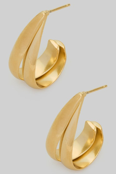 Double Scoop Open Brass Hoops