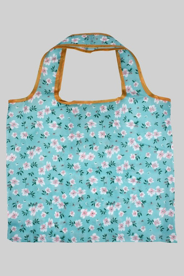 Collapsible Nylon Flower Print Shopping Bag Pouch