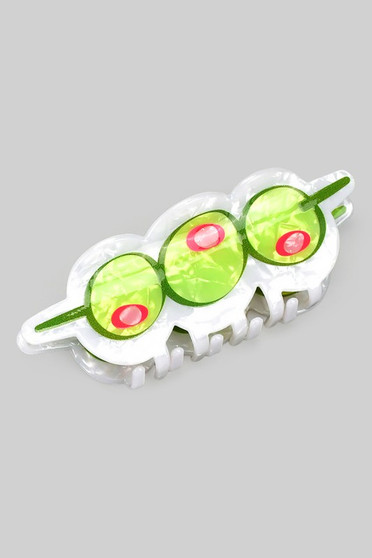 Marbled Acrylic Three Olive Hair Clip