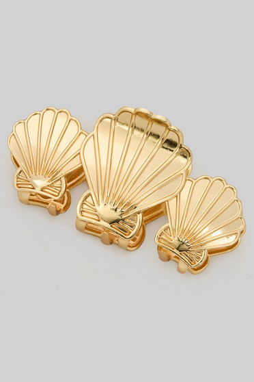 Three Shell Metal Hair Clip