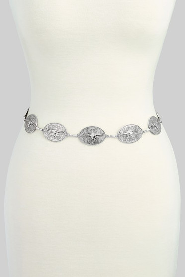 Floral Longhorn Concho Chain Belt