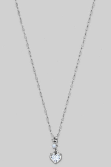 Organic Heart Cz Ac Pendant Necklace