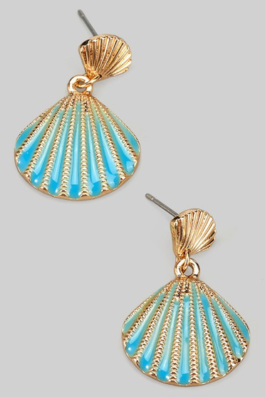 Shell Studs With Lacquered Shell Drop