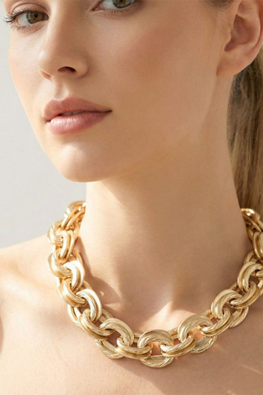 Textured Matte Gold Chain Necklace