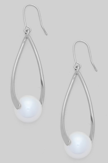 Ellipsis Twist Drop Earrings With Pearl