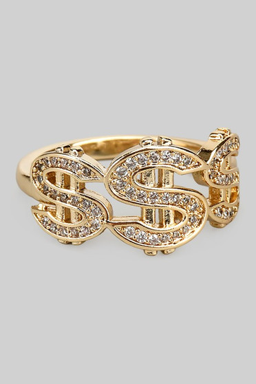 Cz Pave Dollar Sign Ring