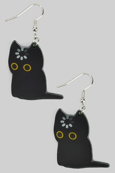 Thoughts Loading Acrylic Cat Drop Earrings