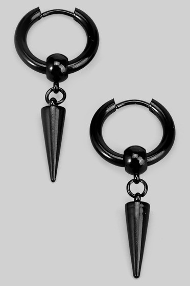 Stainless Steel Hoops With Bead And Spike