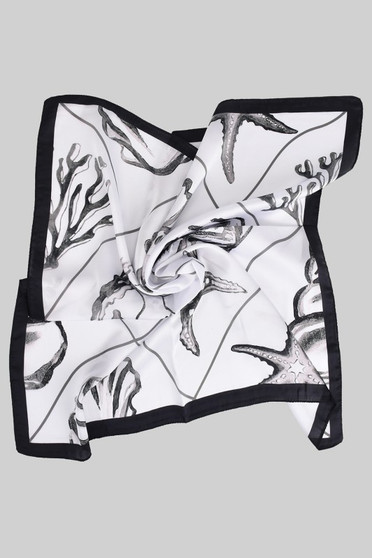 Sea Life Motif Silky Square Scarf