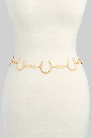 Metal Horseshoe Charm Chain Belt