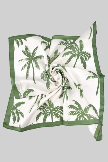 Island Vibe Palm Tree Print Silky Square Scarf