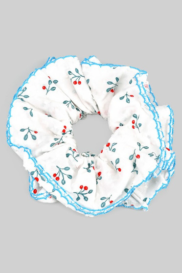 Oversized Hair Scrunchie With Cherry Print