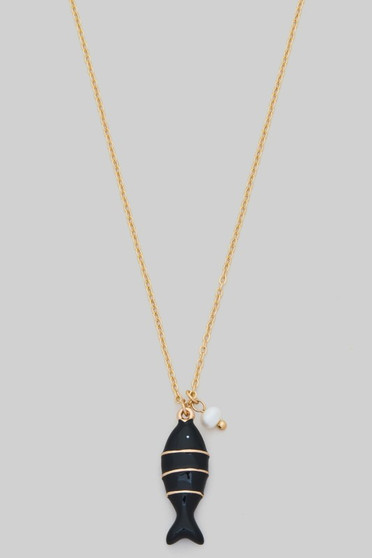 Enamel Fish Pendant Chain Necklace