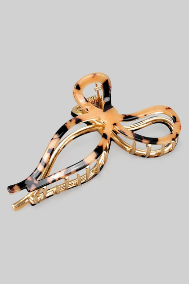 Marbled Acrylic Metal Tortoise Bow Hair Clip