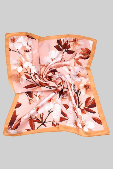 Lovely Floral Print Silky Square Scarf