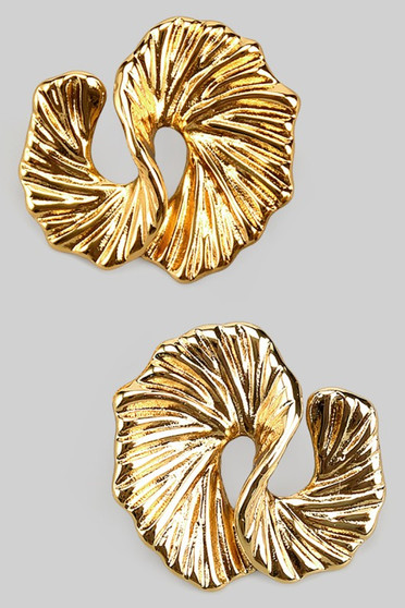 Stainless Steel Textured Twisted Post Earrings