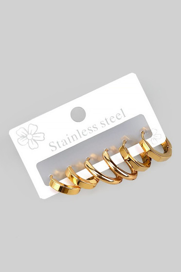 Stainless Steel Small Hoop Earring Set