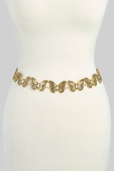 Stone Butterfly Link Chain Belt