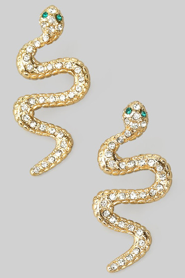 Pave Twisted Snake Drop Earrings