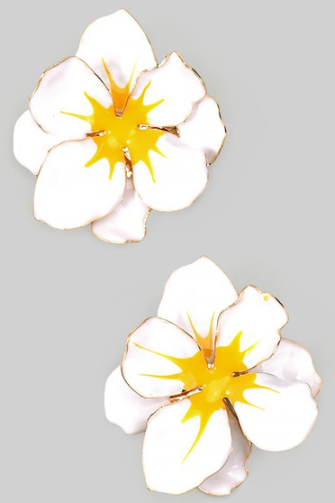 Lacquered Brass Flower Drop Earrings